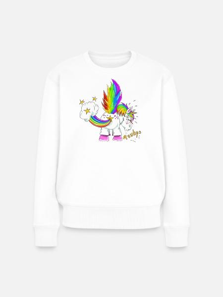 Upsi ein Pupsi Einhorn - Frauen Premium Bio Pullover - Weiß