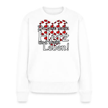 Herz Liebe Valentinstag Paar Partner Sprüche - Frauen Premium Bio Pullover - Weiß - Vorne - Julia (174cm)