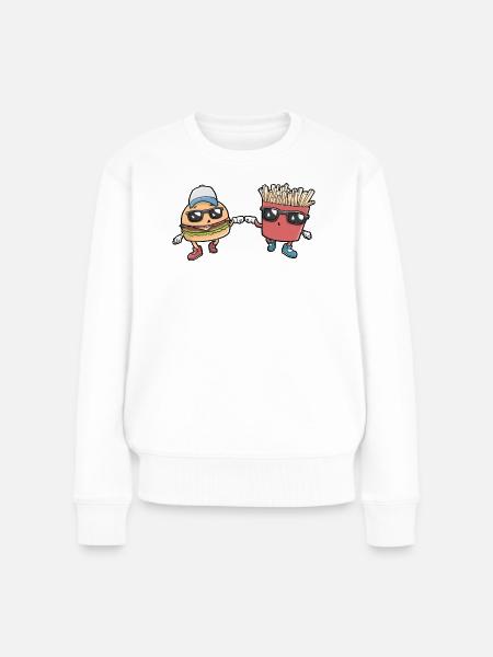 Burger Pommes Fast Food - Frauen Premium Bio Pullover - Weiß
