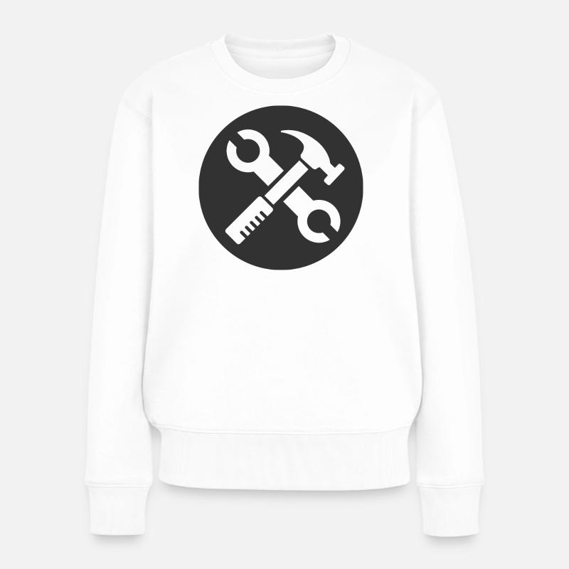 symbol handwerker diy selfmade werkzeug Hammer - Frauen Premium Bio Pullover - Weiß