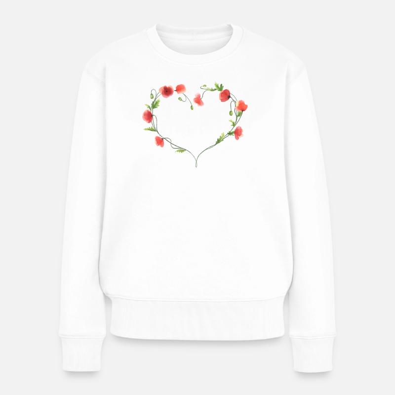 Coeur de coquelicot - Pull Premium bio Femme - blanc