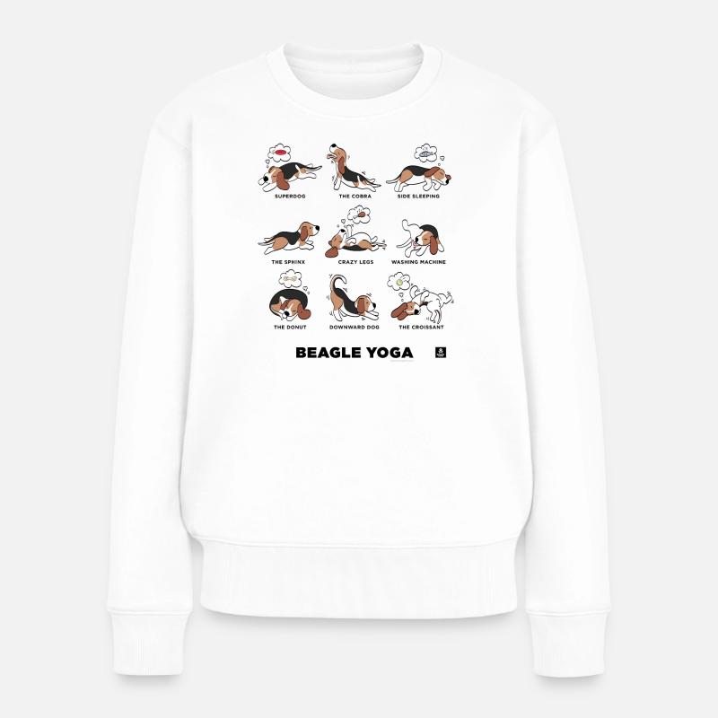 BEAGLE YOGA - Frauen Premium Bio Pullover - Weiß