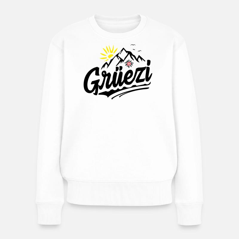 Schweizer Dialekt - Mundart Schweizerdeutsch Hallo - Frauen Premium Bio Pullover - Weiß