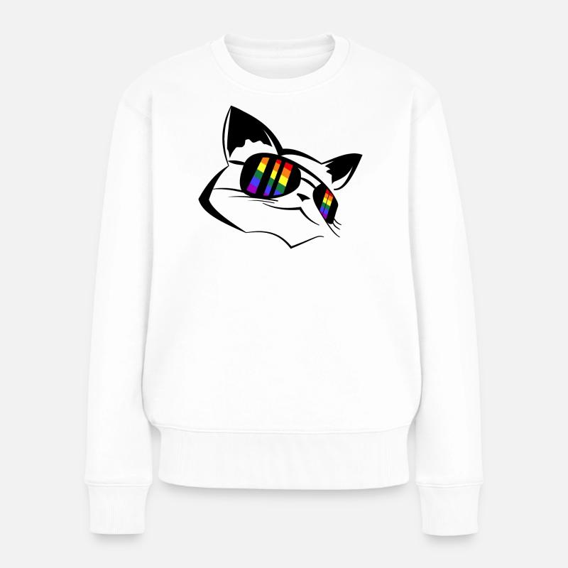 Pride Katze LGBT - Frauen Premium Bio Pullover - Weiß