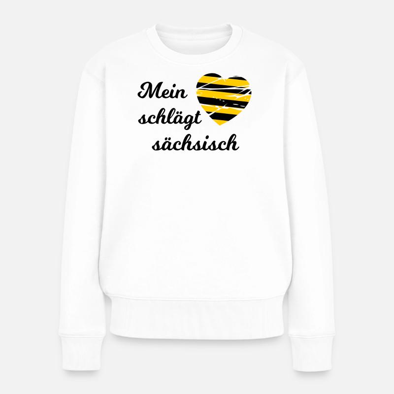 Ein Herz für Sachsen - Frauen Premium Bio Pullover - Weiß