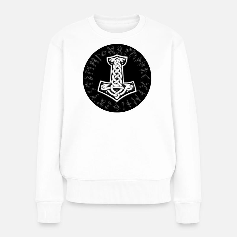 Mjölnir Keltischer Runenknoten - Frauen Premium Bio Pullover - Weiß