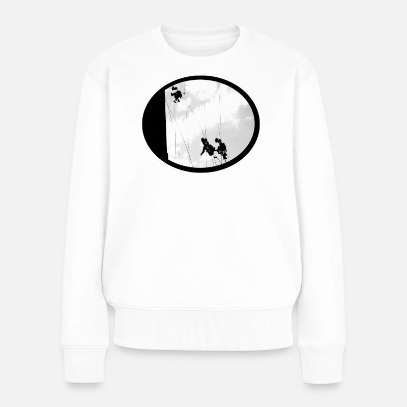 Fensterputzer in luftiger Höhe - Frauen Premium Bio Pullover - Weiß
