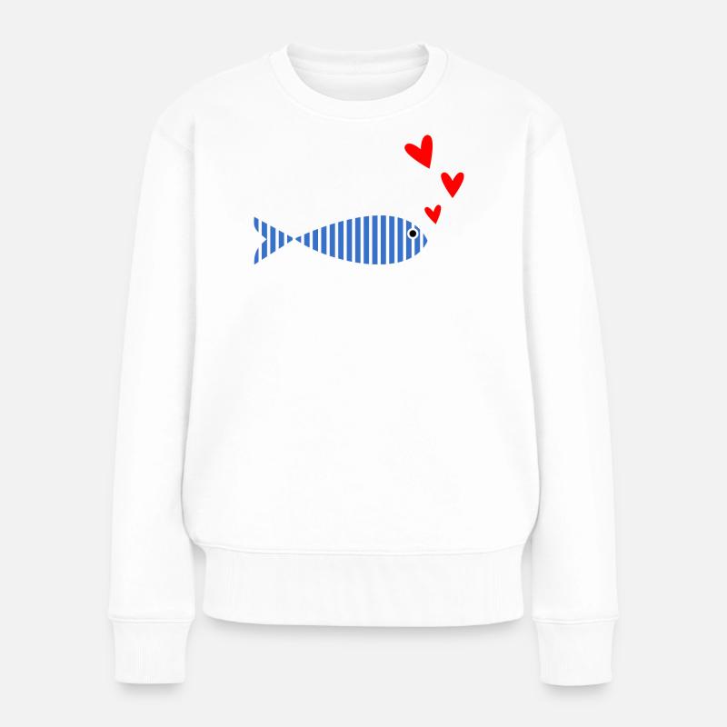 FISCH. SARDINE. FISCH. APRILFISCH. MEER - Frauen Premium Bio Pullover - Weiß