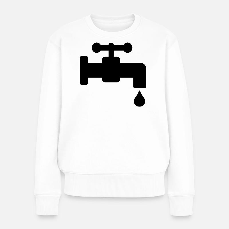 Wasserhahn undicht - Frauen Premium Bio Pullover - Weiß
