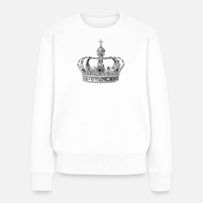 Krone - Frauen Premium Bio Pullover - Weiß