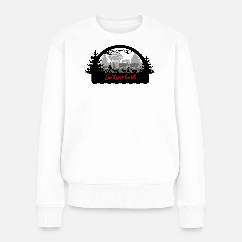 Switzerland Scherenschnitt - Frauen Premium Bio Pullover - Weiß