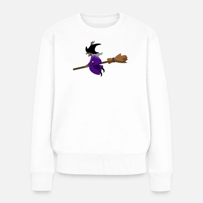 La sorcière vole sur le balai - Pull Premium bio Femme - blanc