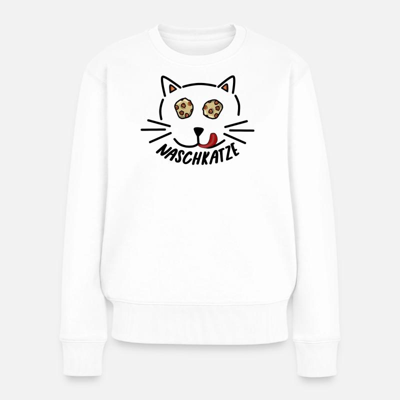Naschkatze - Frauen Premium Bio Pullover - Weiß