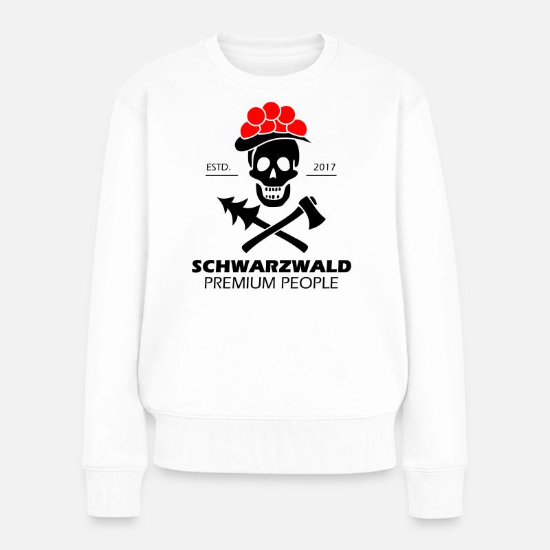 Schwarzwald Totenkopf Bollenhut - Premium Design - Frauen Premium Bio Pullover - Weiß