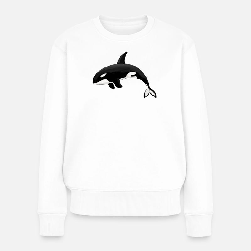 Orca Killerwal Schwertwal Orka - Frauen Premium Bio Pullover - Weiß