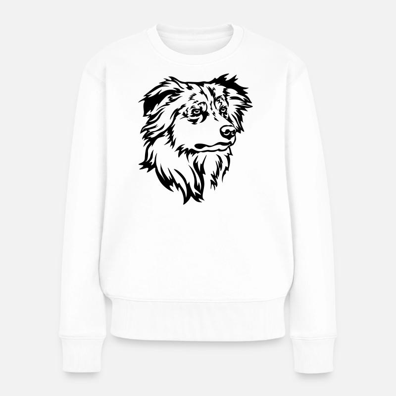 Australian Shepherd Kopf - Frauen Premium Bio Pullover - Weiß