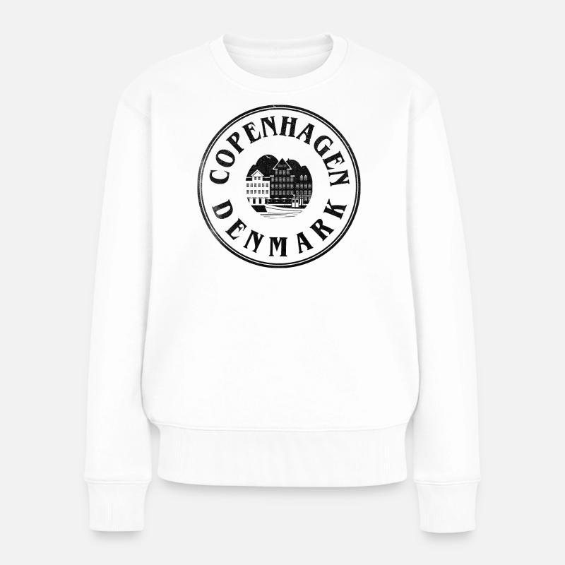 Copenhagen Denmark – Waterfront Emblem - Frauen Premium Bio Pullover - Weiß