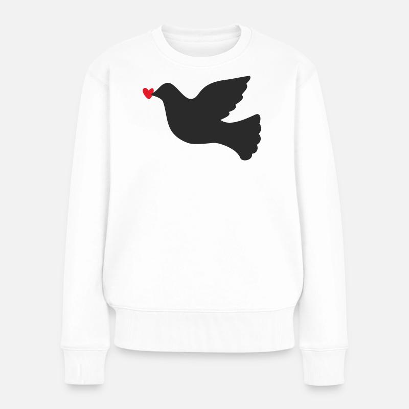 Friedenstaube Friede Freiheit - Frauen Premium Bio Pullover - Weiß