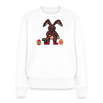 Lapin de Pâques mignon Pixel Art - Pull Premium bio Femme - blanc - Devant - Julia (174cm)
