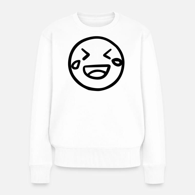 Lachendes Gesicht mit Freudentränen - Frauen Premium Bio Pullover - Weiß