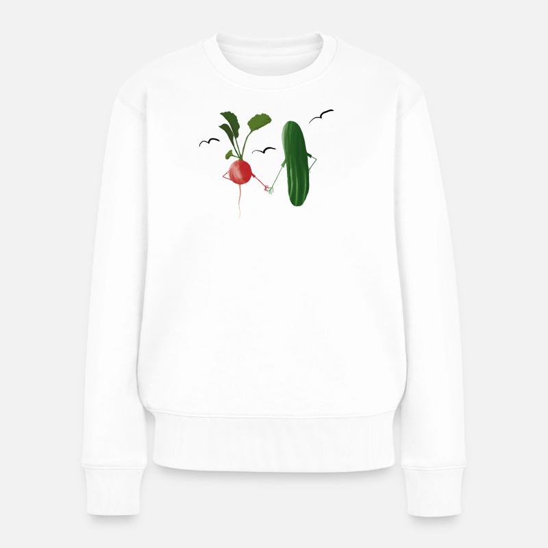 Gemüsefreundschaft Illustration - Frauen Premium Bio Pullover - Weiß
