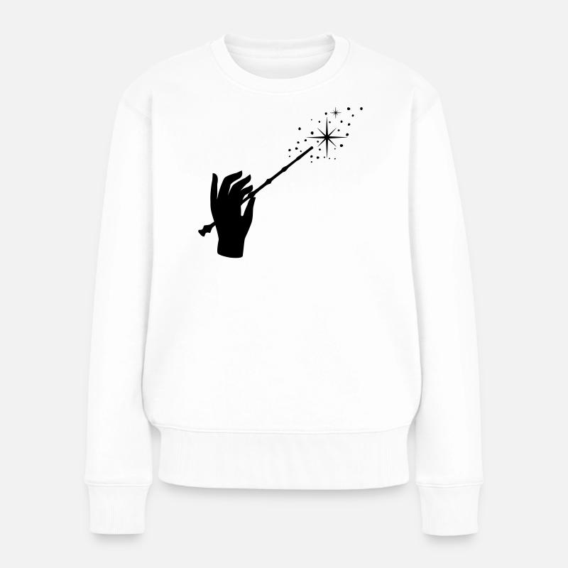 Zauberstab, Zauberer, Zauberei, Hand - Frauen Premium Bio Pullover - Weiß