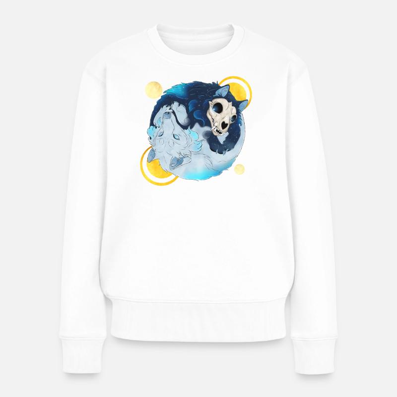 Blue Ink Spirits - Tao Wolves Shadow & Light 2 - Women's Premium Organic Jumper - white