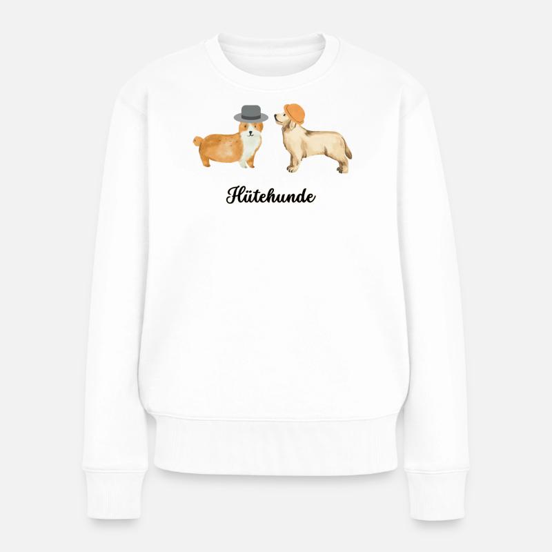 Hütehunde, Hunde mit Hüten - Frauen Premium Bio Pullover - Weiß