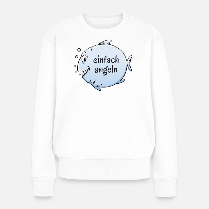 einfach angeln - Frauen Premium Bio Pullover - Weiß