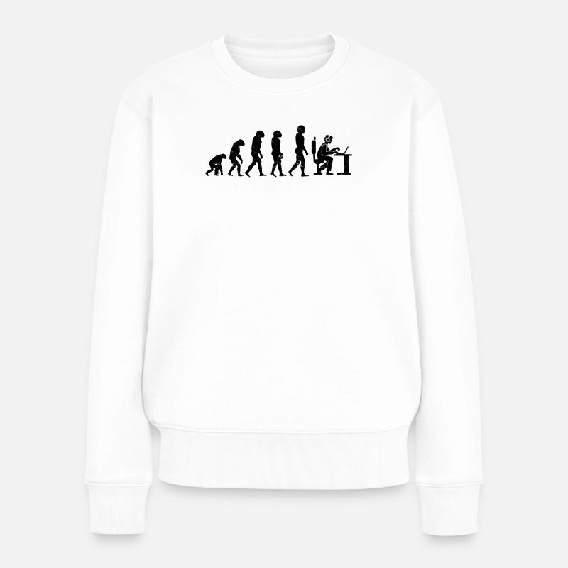 Evolution of Gamer Zocker Nerd Geek Progamer - Frauen Premium Bio Pullover - Weiß