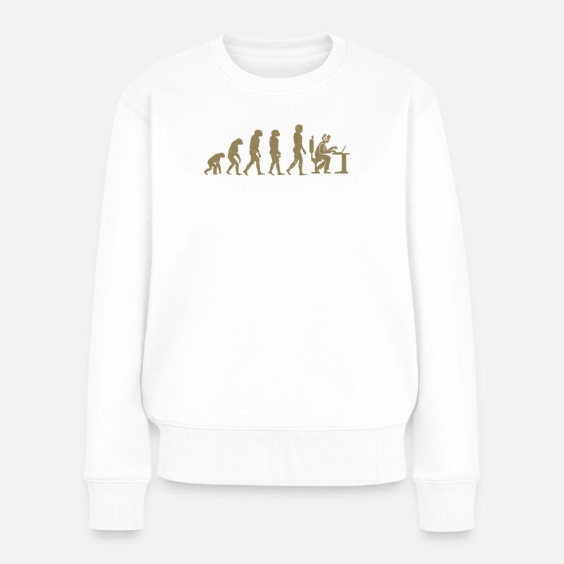 Evolution of Gamer Zocker Nerd Geek Progamer - Frauen Premium Bio Pullover - Weiß