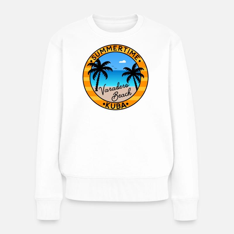 Summertime Kuba - Varadero Beach - Frauen Premium Bio Pullover - Weiß