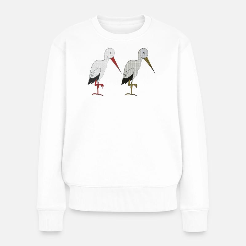 storchenpaar - Frauen Premium Bio Pullover - Weiß