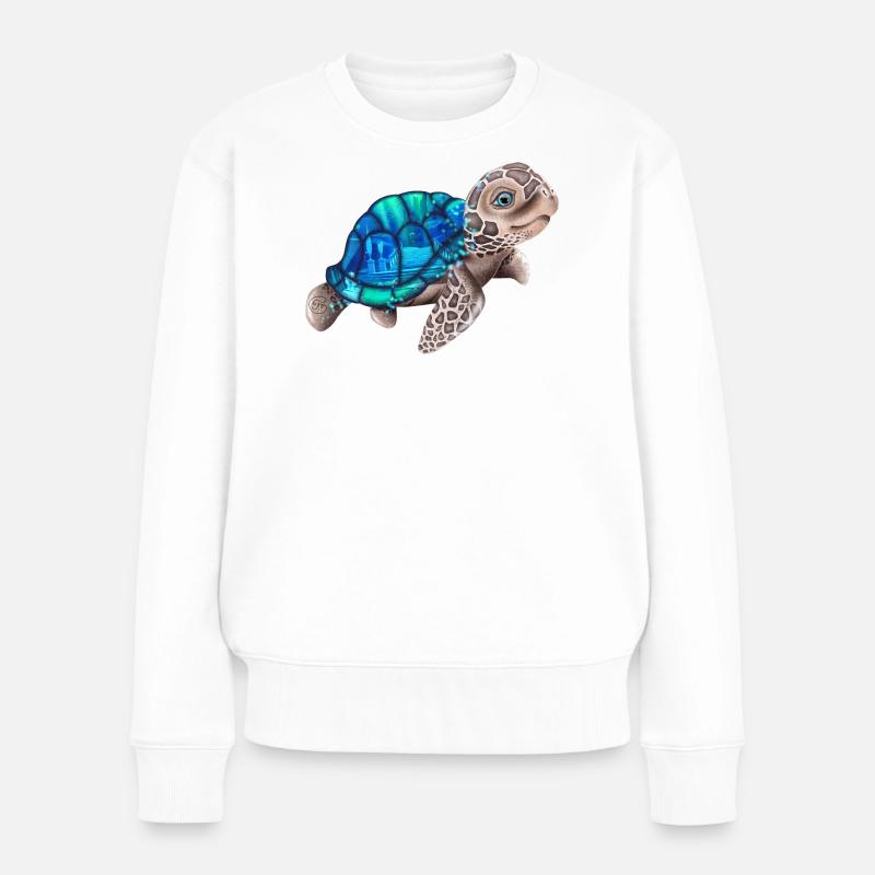 Süße Schildkröte Atlantis - Frauen Premium Bio Pullover - Weiß