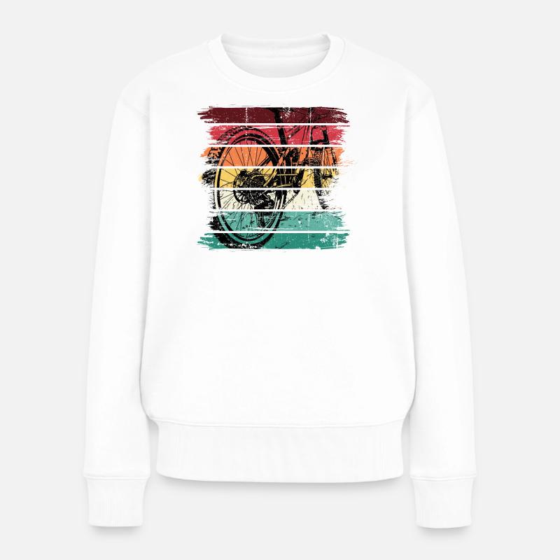 Regenbogen Grunge Fahrrad Kunst - Frauen Premium Bio Pullover - Weiß