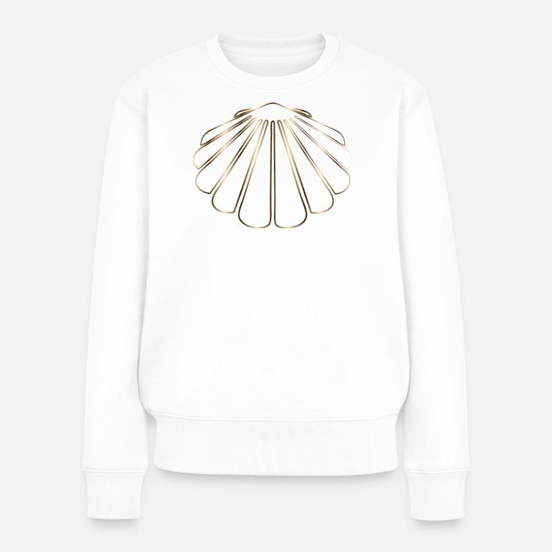 dessin chatoyant d’une coquille Saint-Jacques - Pull Premium bio Femme - blanc