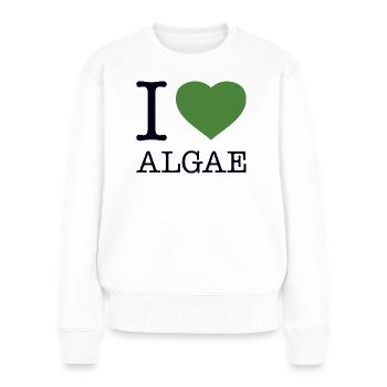 I LOVE ALGAE Algen - Frauen Premium Bio Pullover - Weiß - Vorne - Julia (174cm)