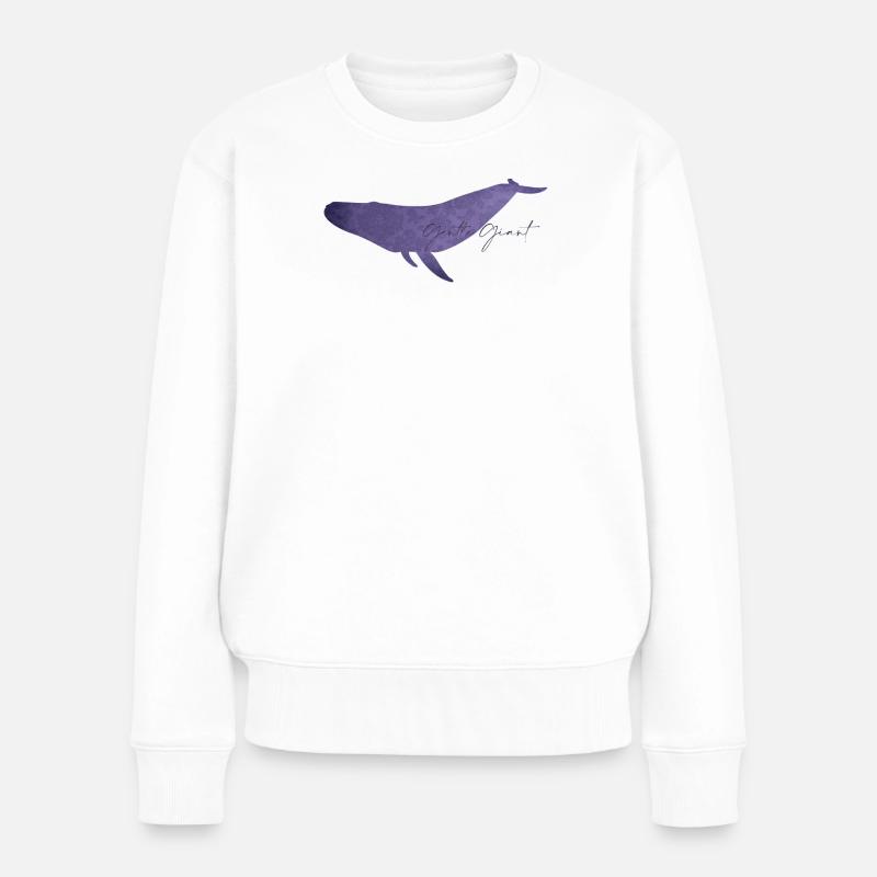 Sanfter Wal Blumendesign - Frauen Premium Bio Pullover - Weiß