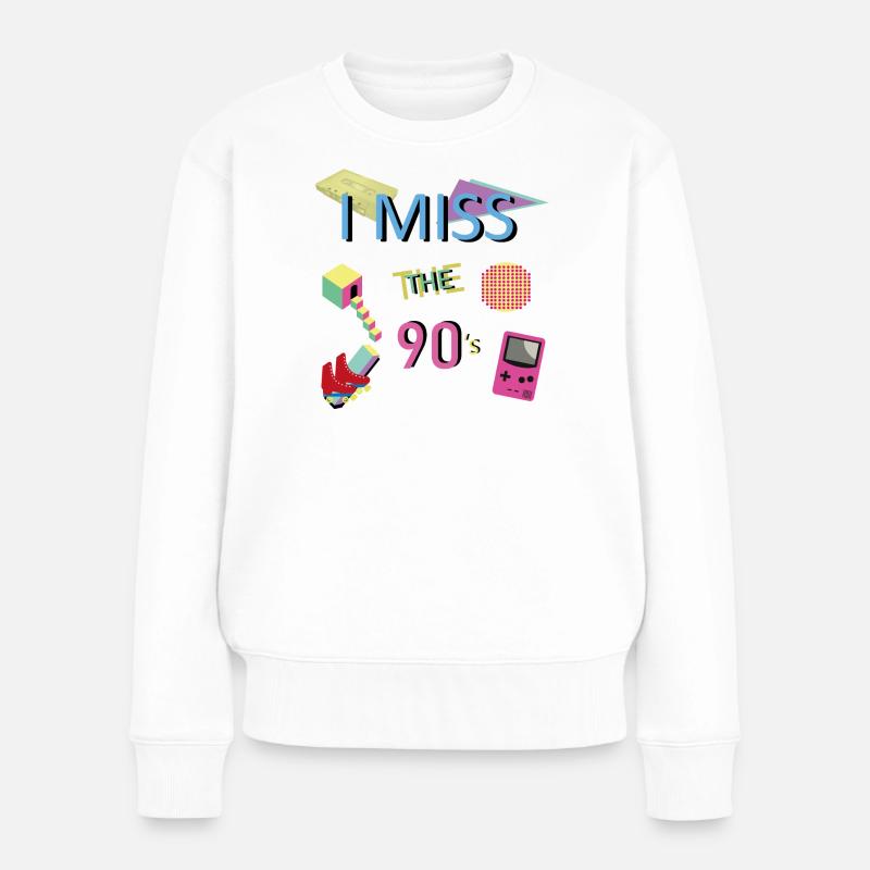 Nostalgisches 90er-Jahre-Thema - Frauen Premium Bio Pullover - Weiß