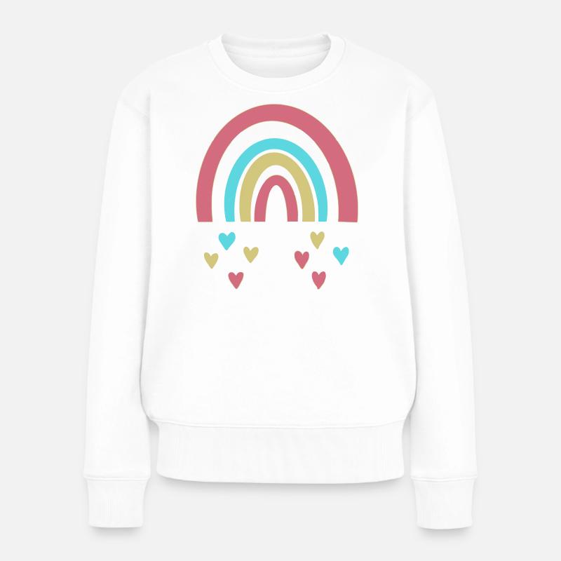 Regenbogen - Frauen Premium Bio Pullover - Weiß
