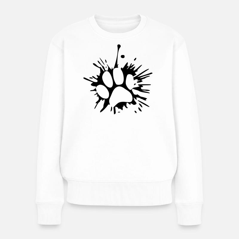 Pfotenabdruck - Frauen Premium Bio Pullover - Weiß