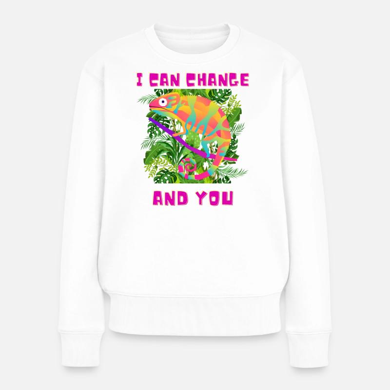 Funny Chameleon ;) - Frauen Premium Bio Pullover - Weiß
