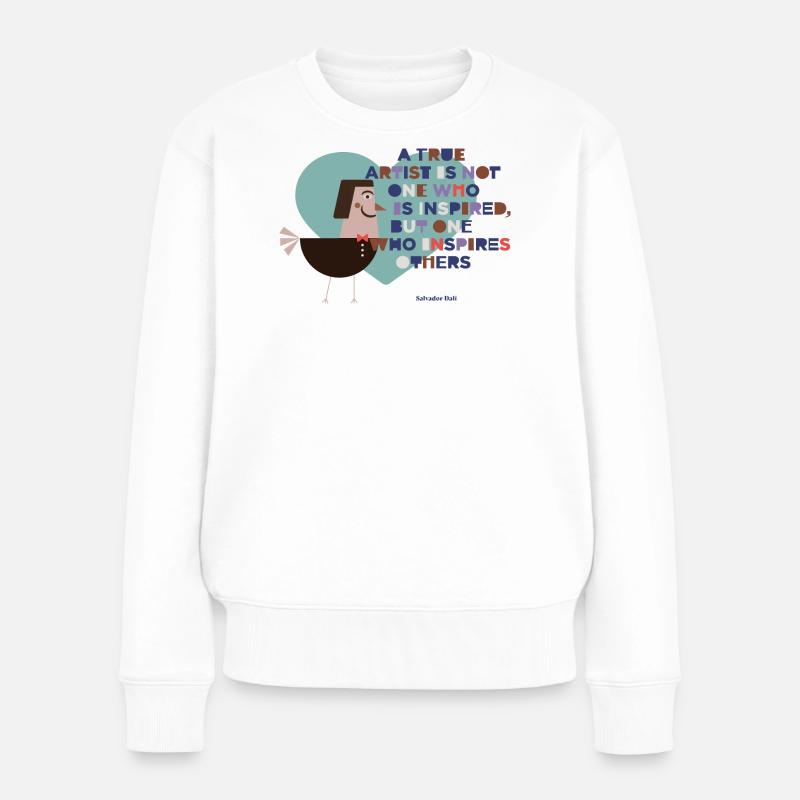 Vogel der Inspiration Kunstmotiv - Frauen Premium Bio Pullover - Weiß