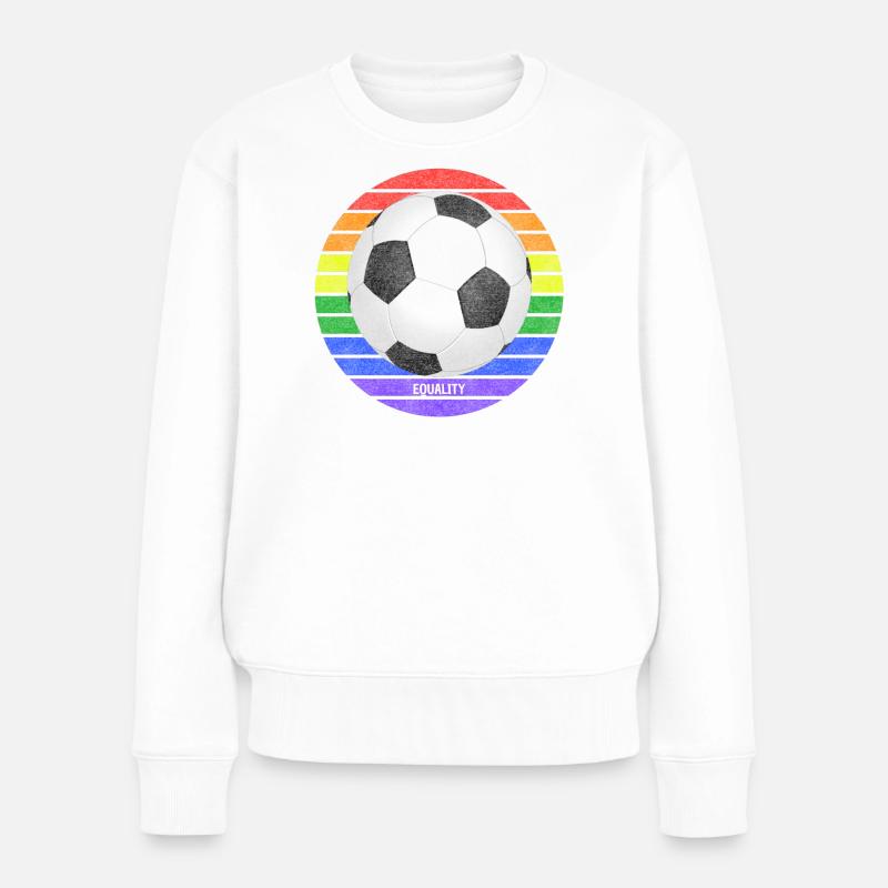 Fussball world championship rainbow equality - Frauen Premium Bio Pullover - Weiß