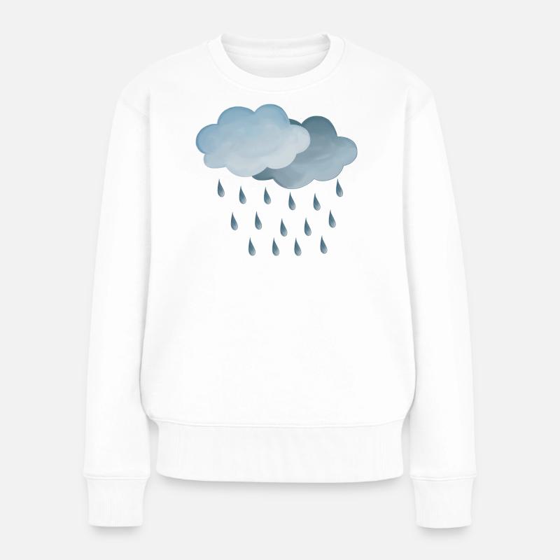 Symbole météo pluie-nuages - Pull Premium bio Femme - blanc