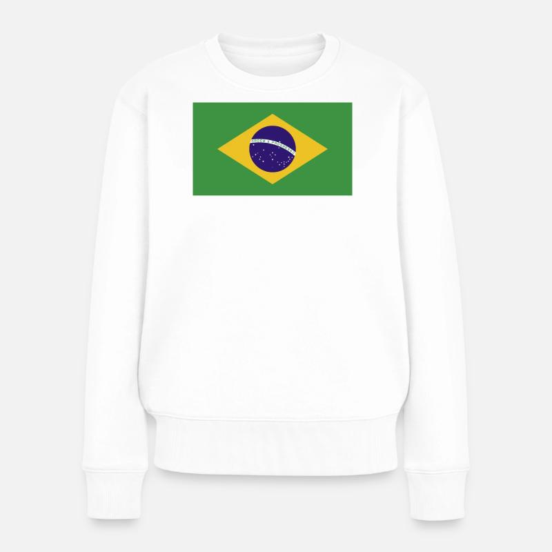 Drapeau national du Brésil - Pull Premium bio Femme - blanc