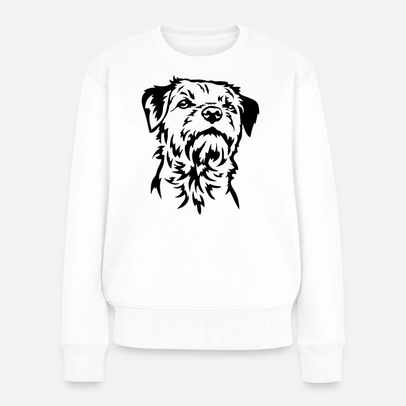 Border Terrier Head - Women's Premium Organic Jumper - white