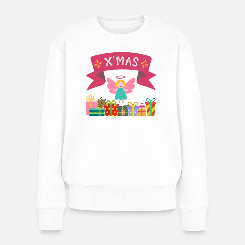 XMAS Engel mit Geschenken - Frauen Premium Bio Pullover - Weiß