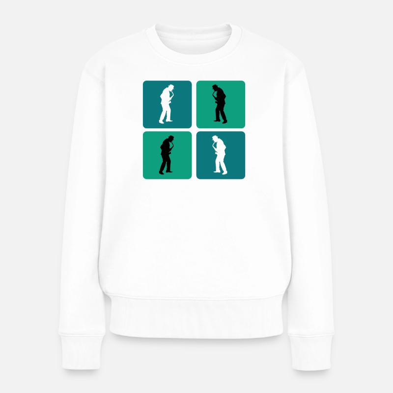 Saxophone Design - Frauen Premium Bio Pullover - Weiß