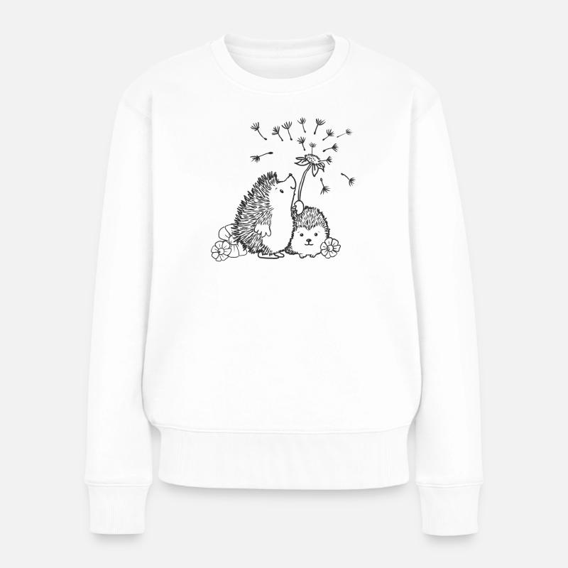 Glückliche Igel - Frauen Premium Bio Pullover - Weiß